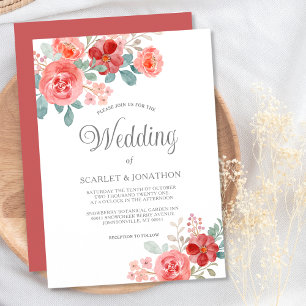 Elegant Floral Watercolor Eucalyptus Fall Wedding Invitation