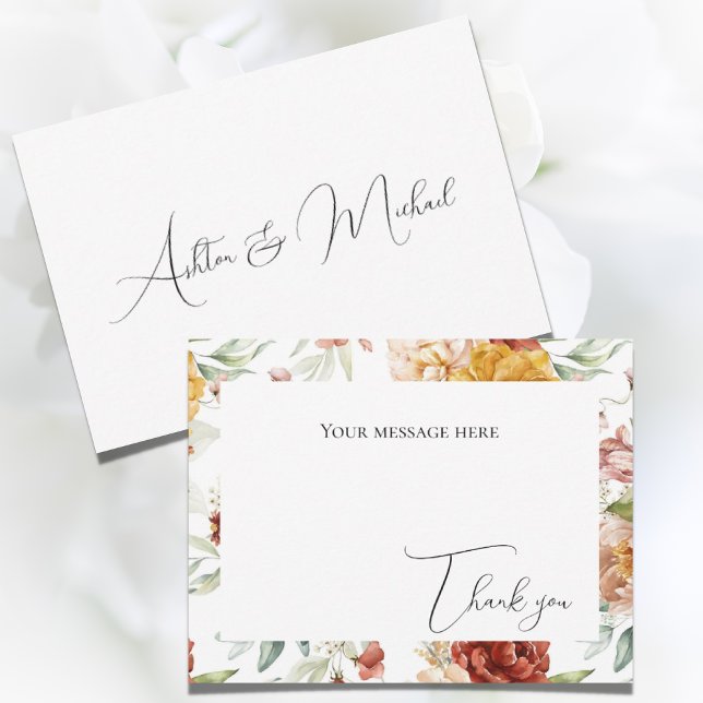 Elegant Floral Watercolor Flat Thank You Card (Creator Uploaded)