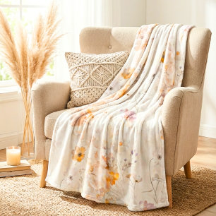 Elegant Floral Watercolor Fleece Blanket