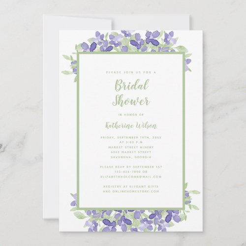 Elegant Floral Watercolor Greenery Bridal Shower Invitation