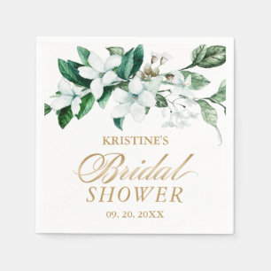 Elegant Floral Watercolor Greenery Bridal Shower Napkins