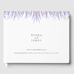 Elegant Floral Watercolor Lavender Wedding Guest Book