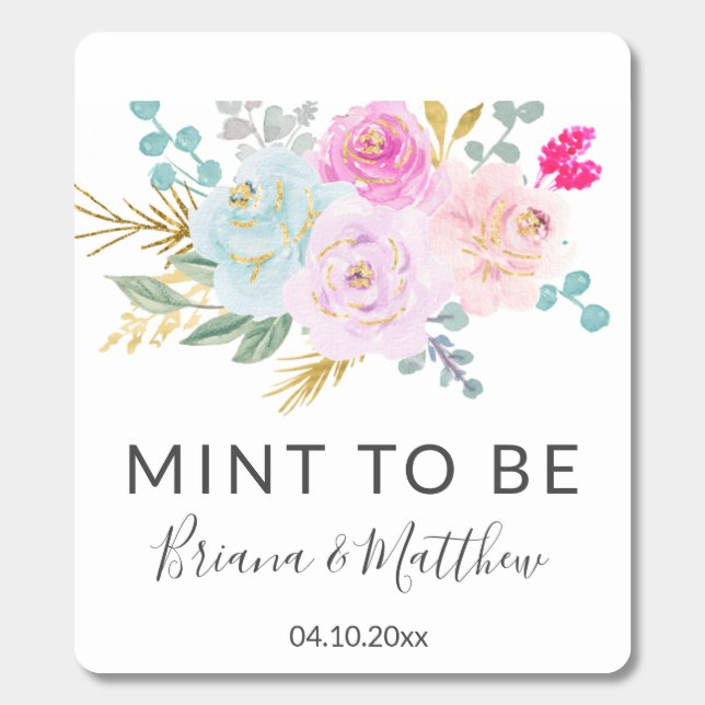 Elegant Floral Watercolor Mint Wedding (Sticker)
