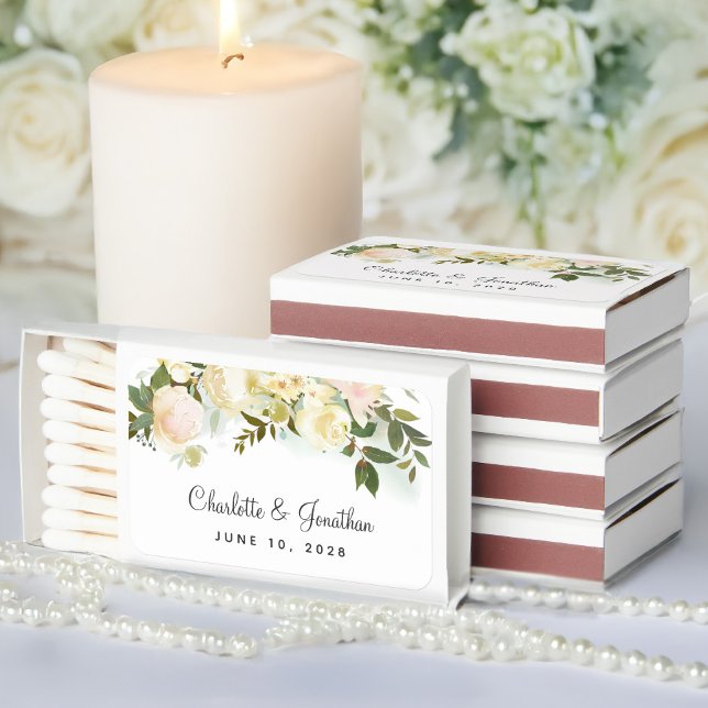 Elegant Floral Watercolor Modern Wedding Favor Matchboxes (Creator Uploaded)