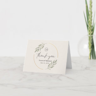 Elegant Floral Watercolor Modern Wedding Thank You Card