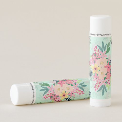 Elegant Floral Watercolor Paint Mint Girly Design Lip Balm