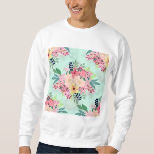 Elegant Floral Watercolor Paint Mint Girly Design Sweatshirt