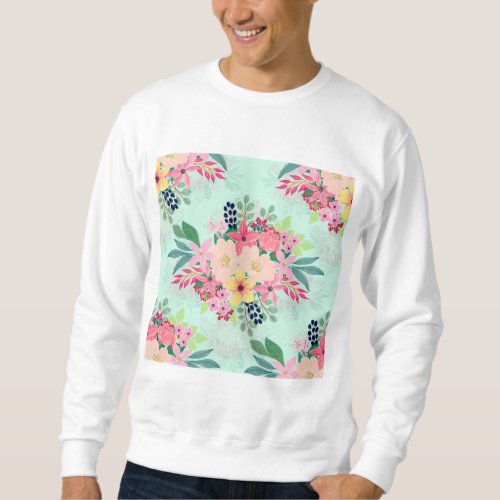 Elegant Floral Watercolor Paint Mint Girly Design Sweatshirt