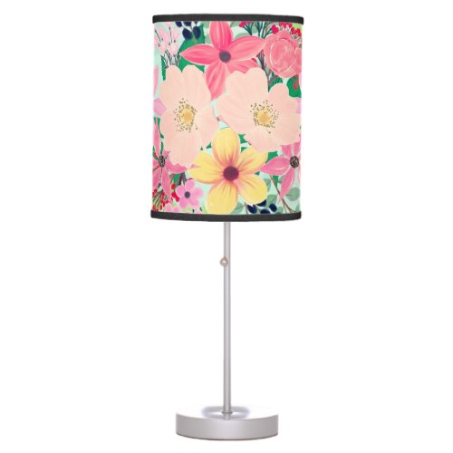 Elegant Floral Watercolor Paint Mint Girly Design Table Lamp