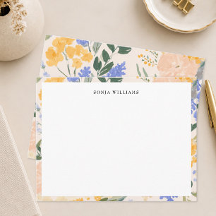 Elegant Floral Watercolor Pattern Border Note Card