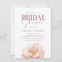 Elegant Floral Watercolor Peony Bridal Shower