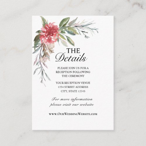 Elegant Floral Watercolor Pink Flowers Greenery Enclosure Card