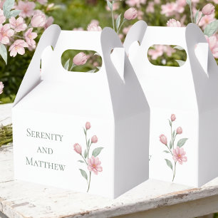 Elegant Floral Watercolor Pink Sage Garden Wedding Favor Boxes
