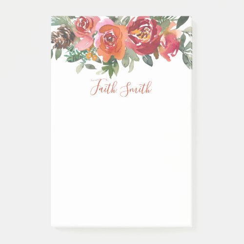 Elegant Floral Watercolor Post_it To_do List Post_it Notes