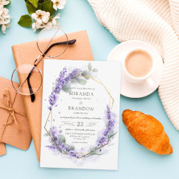 Elegant Floral Watercolor Purple Lavender Wedding Invitation
