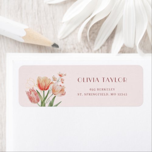 Elegant Floral Watercolor Return Address Label