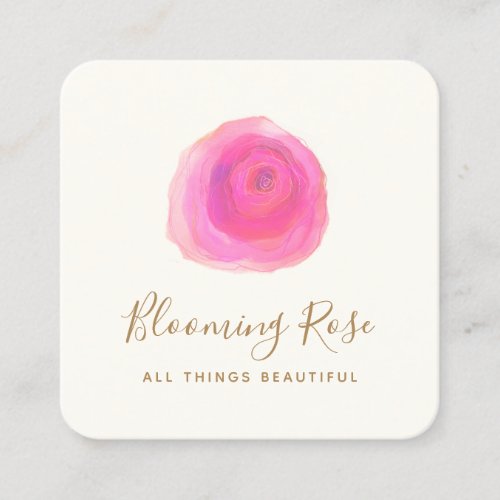 Elegant Floral Watercolor Rose   Square Square Bus Square Business Card