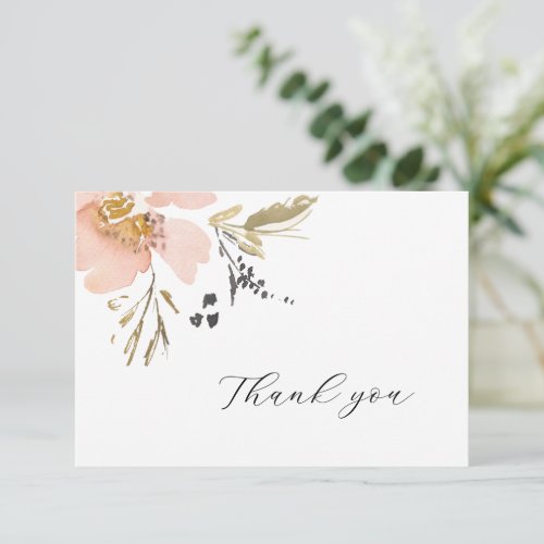 Elegant Floral Watercolor Script Thank You Card