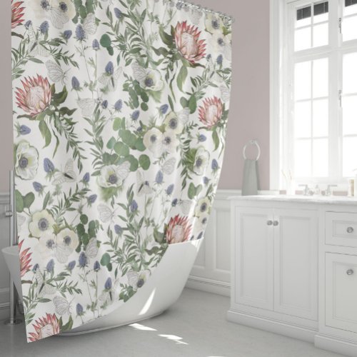 Elegant Floral Watercolor Shower Curtain