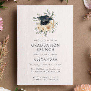 Elegant Floral Watercolor Style Graduation Brunch Invitation