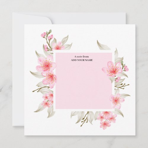 Elegant Floral Watercolor Thank You Note Card