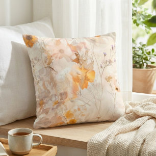 Elegant Floral Watercolor Throw Pillow