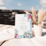 Elegant Floral Watercolor Tiles | Greece Wedding Invitation<br><div class="desc">Sparkling turquoise seas, hidden hilltop churches and private beaches, that’s the beauty of Greece right there! Capture the soft elegance of a wedding in Greece with a palette featuring Mediterranean blue, light blue, gold, and white. These gentle hues blend harmoniously to evoke a sense of serenity and sophistication, perfect for...</div>