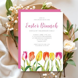 Elegant Floral Watercolor Tulips Easter Brunch 