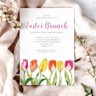Elegant Floral Watercolor Tulips Easter Brunch 