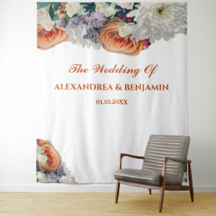 Elegant Floral Watercolor Wedding Flowers Backdrop