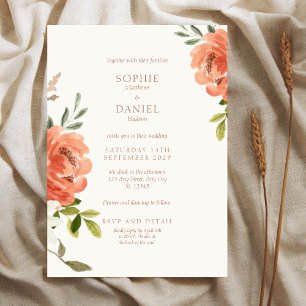 Elegant Floral Watercolor Wedding Invitation