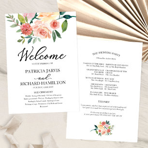 Elegant Floral Watercolor Wedding Program