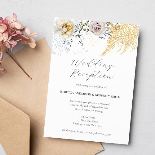 Elegant Floral Watercolor Wedding Reception Invitation