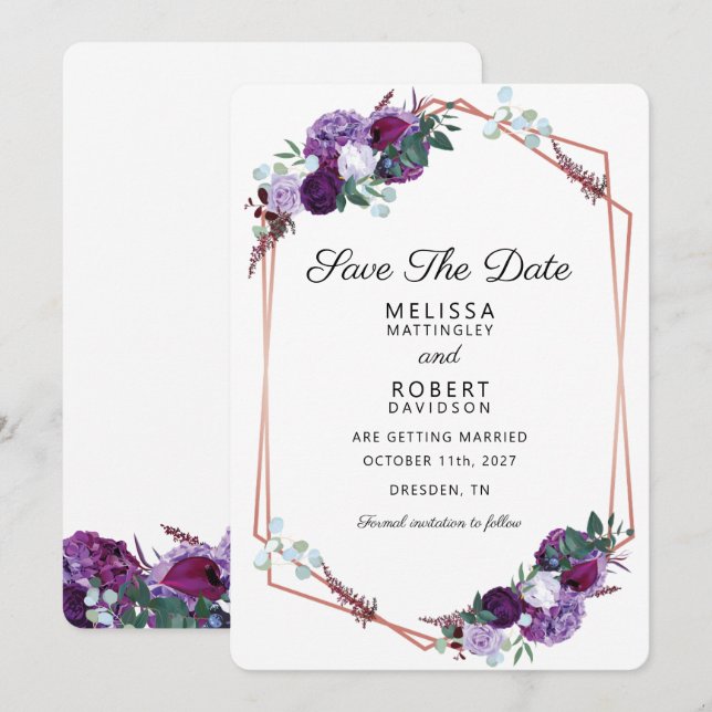 Elegant Floral Watercolor Wedding Save The Date (Front/Back)