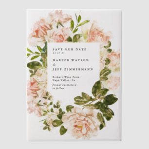 Elegant Floral Watercolor Wedding Save The Date Vellum Invitations
