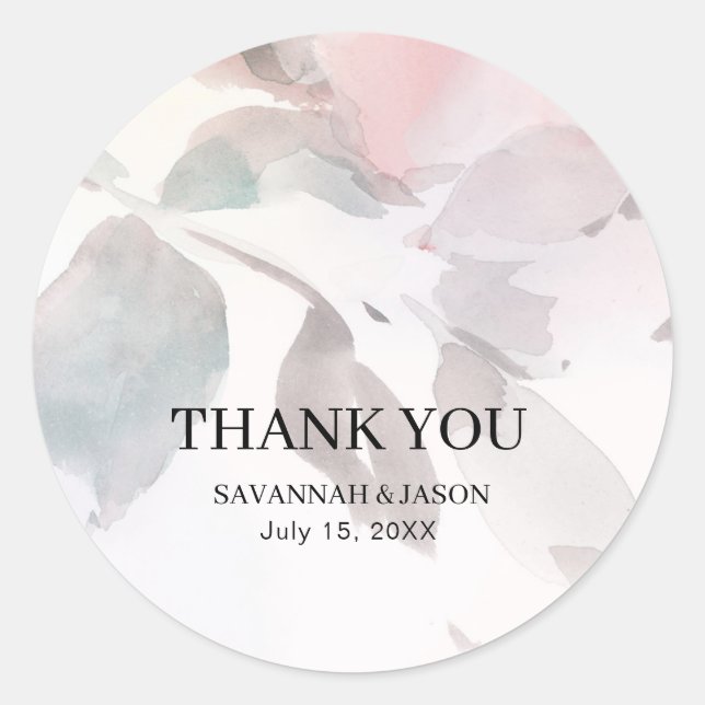 Elegant Floral Watercolor Wedding Sticker (Front)