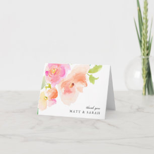 Elegant Floral Watercolor Wedding Thank You Card