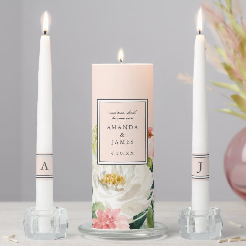 Elegant Floral Watercolor Wedding Unity Candle Set