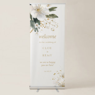 Elegant Floral Watercolor Wedding Welcome Retractable Banner