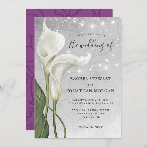 Elegant Floral Watercolor White Calla Lily Wedding Invitation