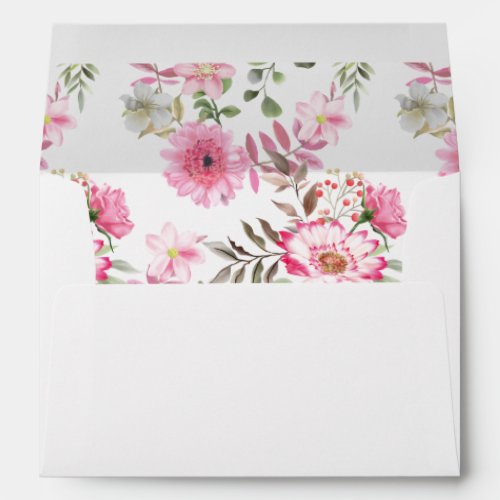 Elegant Floral Watercolor White Wedding Envelope