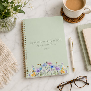 Elegant Floral Watercolor Wildflowers Minimal  Planner