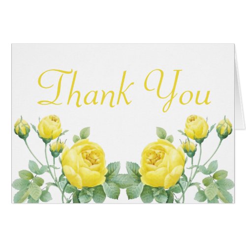 Elegant Floral Watercolor Yellow Rose Thank You