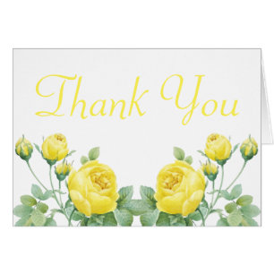 Elegant Floral Watercolor Yellow Rose Thank You Cards
