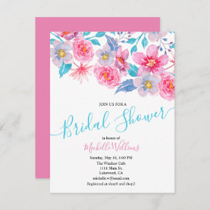 Elegant floral watercolour bridal shower invitation