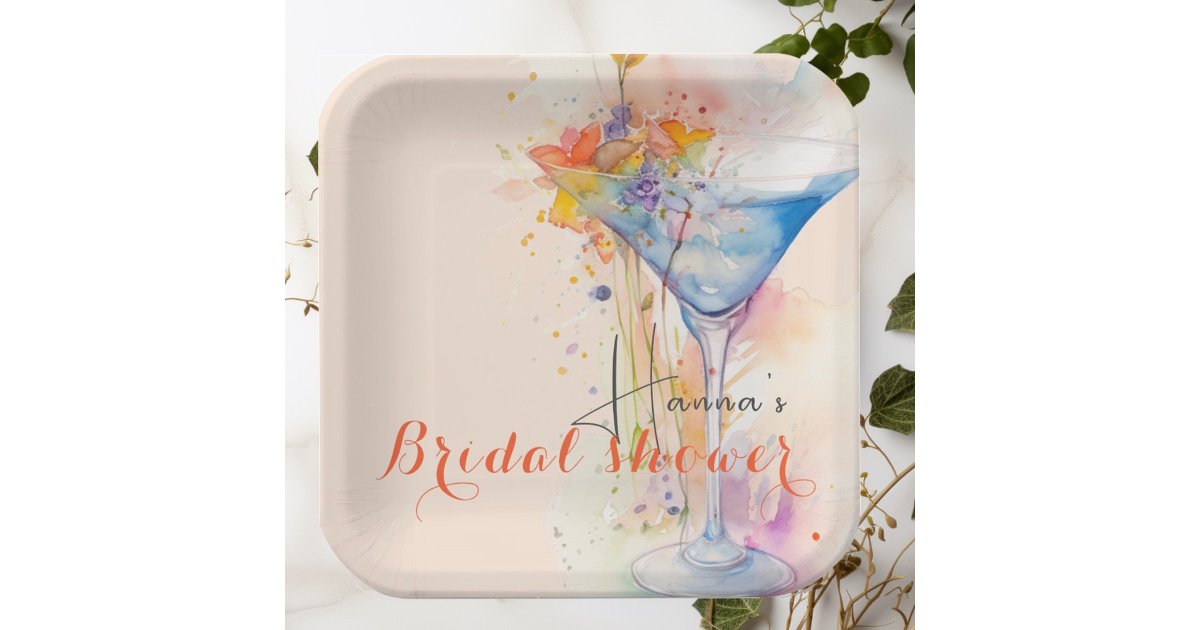 elegant floral watercolour Bridal shower Paper Plates | Zazzle