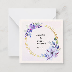 Elegant Floral Watercolour Gold Circle Wedding Note Card