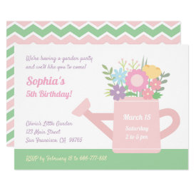  Elegant Floral Watering Can Garden Birthday Party Invitations