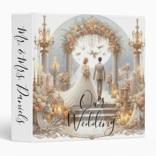 Elegant Floral Wedding 3 Ring Binder
