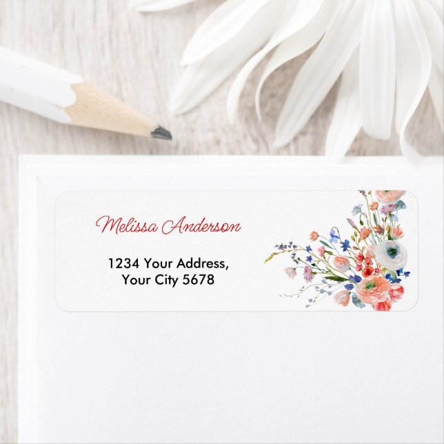 Elegant Floral Wedding Address Label (Insitu)